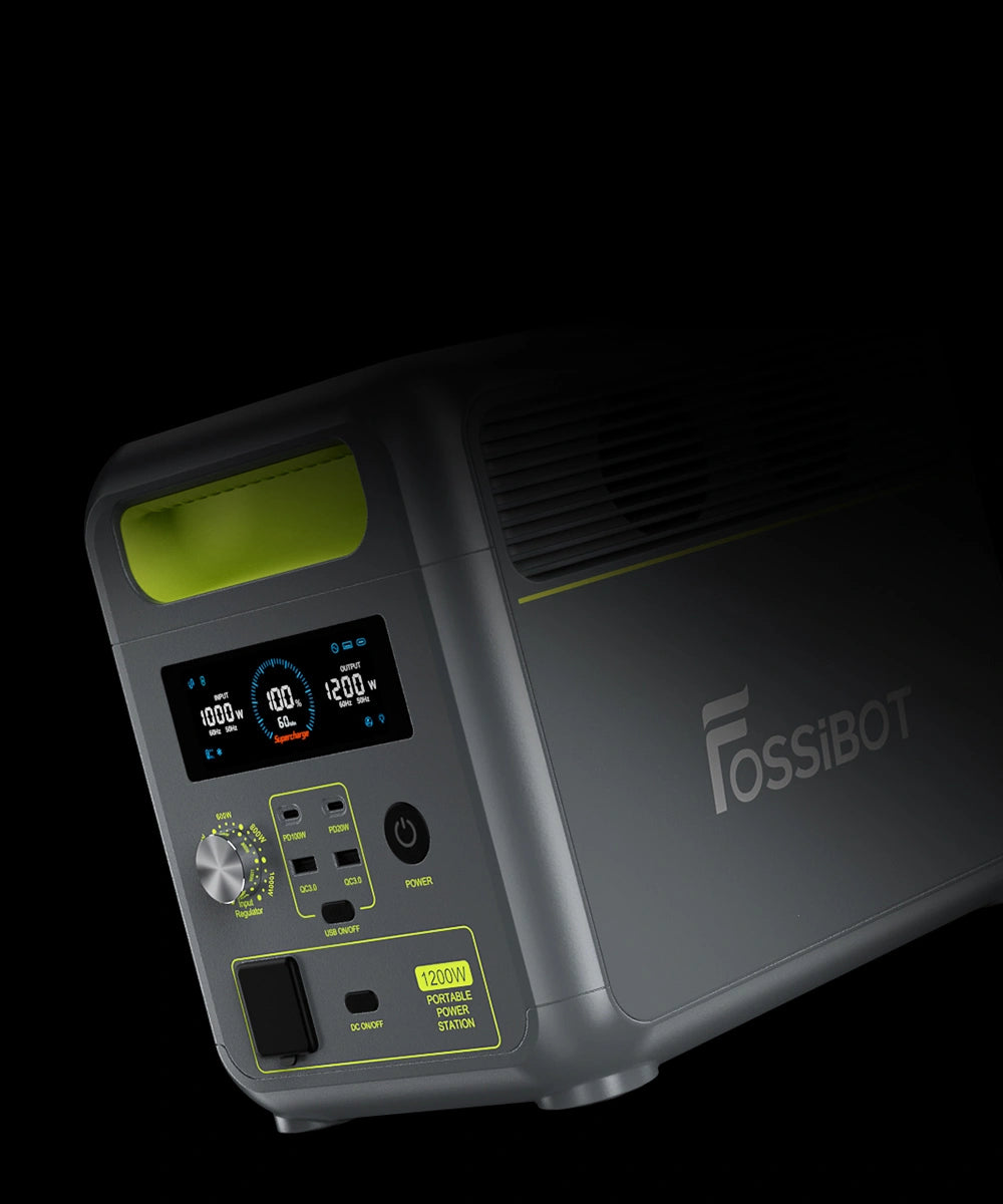 Station Électrique Portable FOSSiBOT F1200 – 1024Wh, 1200W – Recharge Solaire 110W – Pour Camping, Jardin, Urgence