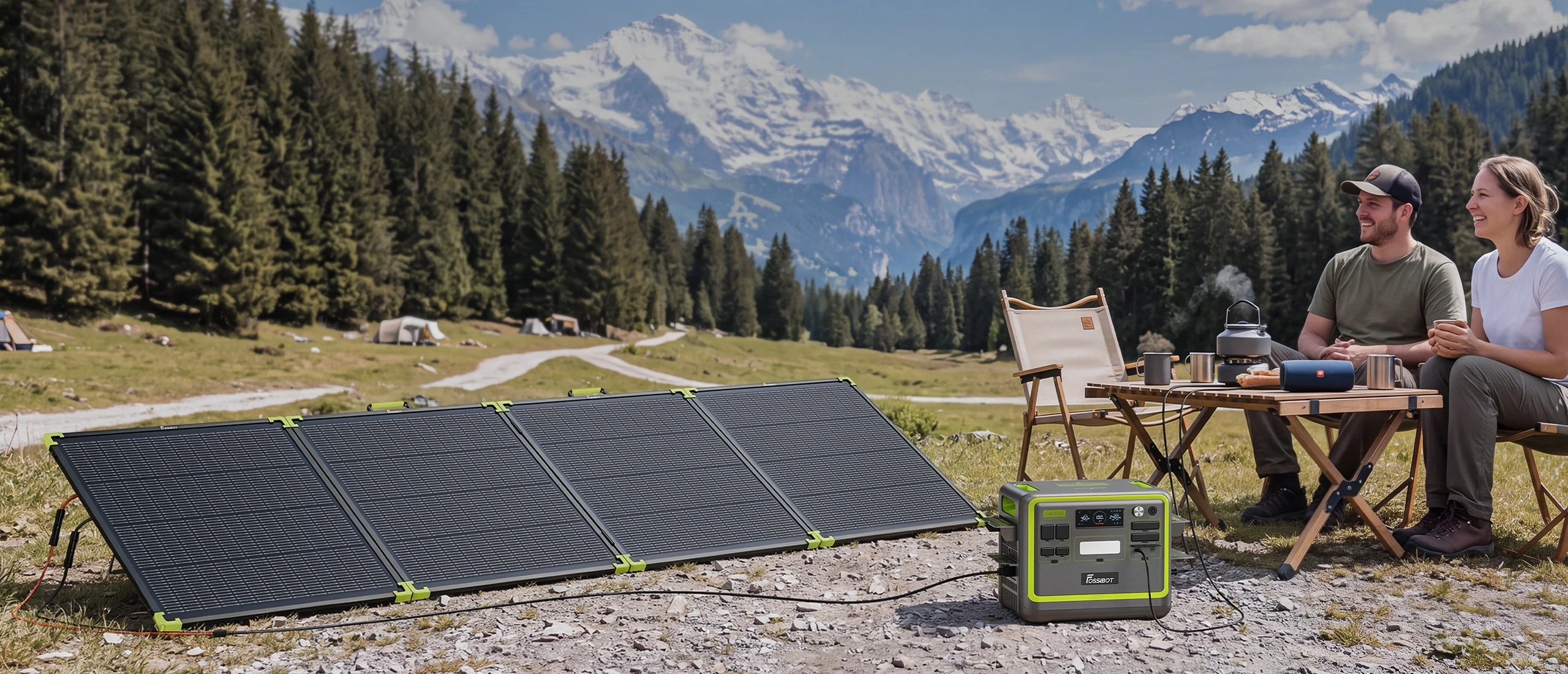 FOSSiBOT SP400 Pro utilisé en camping avec station électrique